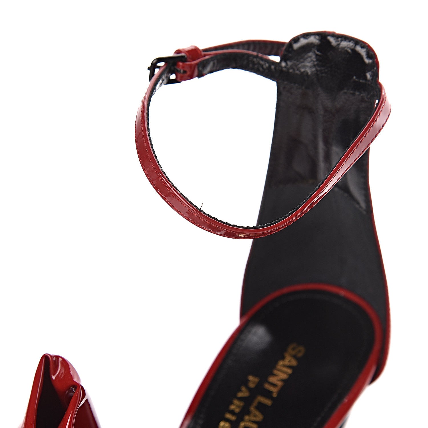 Saint Laurent Patent Calfskin Freja 105 Bow Sandals 37 Rouge Eros 6 of 12