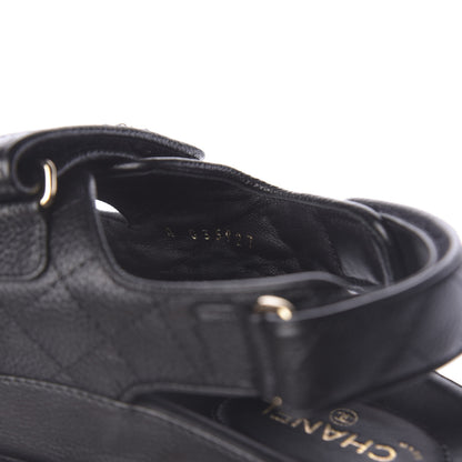Chanel Grained Calfskin Velcro Dad Sandals 38 Black 9 of 11