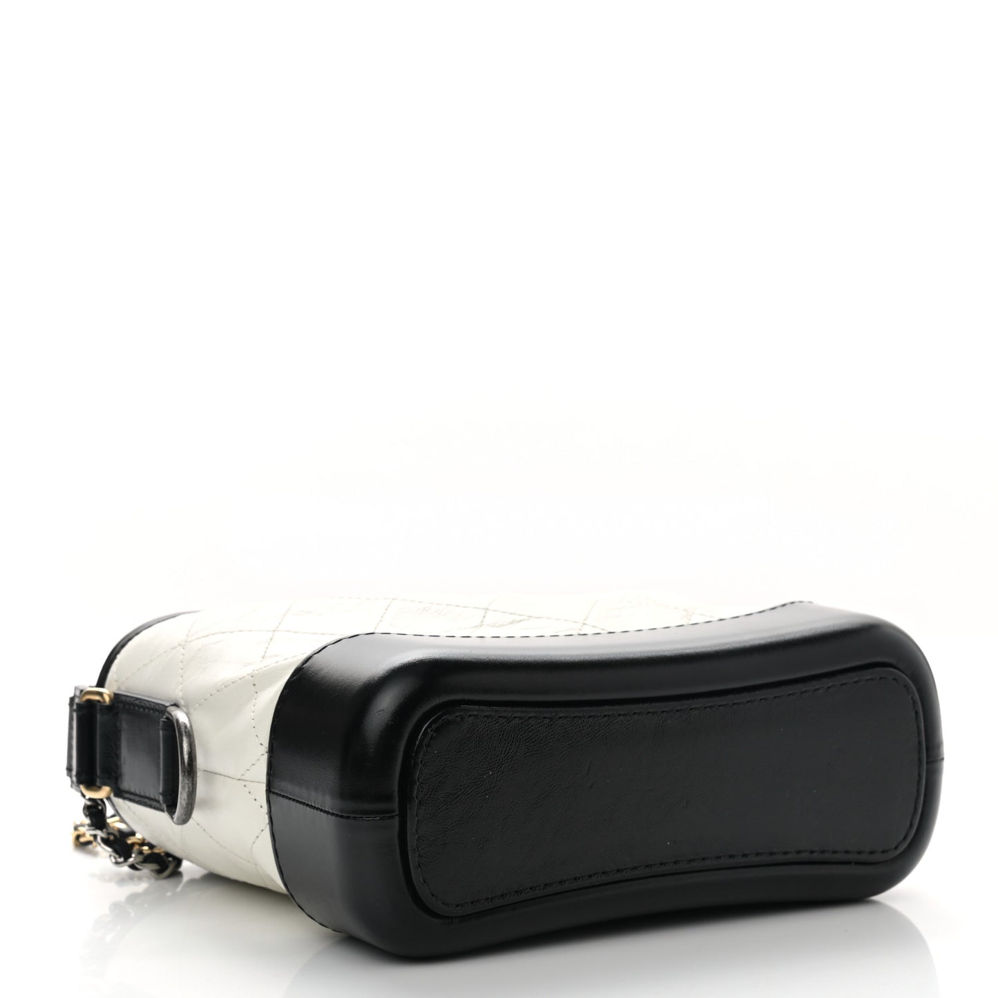 Aged Calfskin Quilted Small Gabrielle Hobo Black White