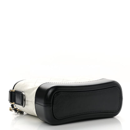 Chanel Aged Calfskin Quilted Small Gabrielle Hobo Black White 4 of 10