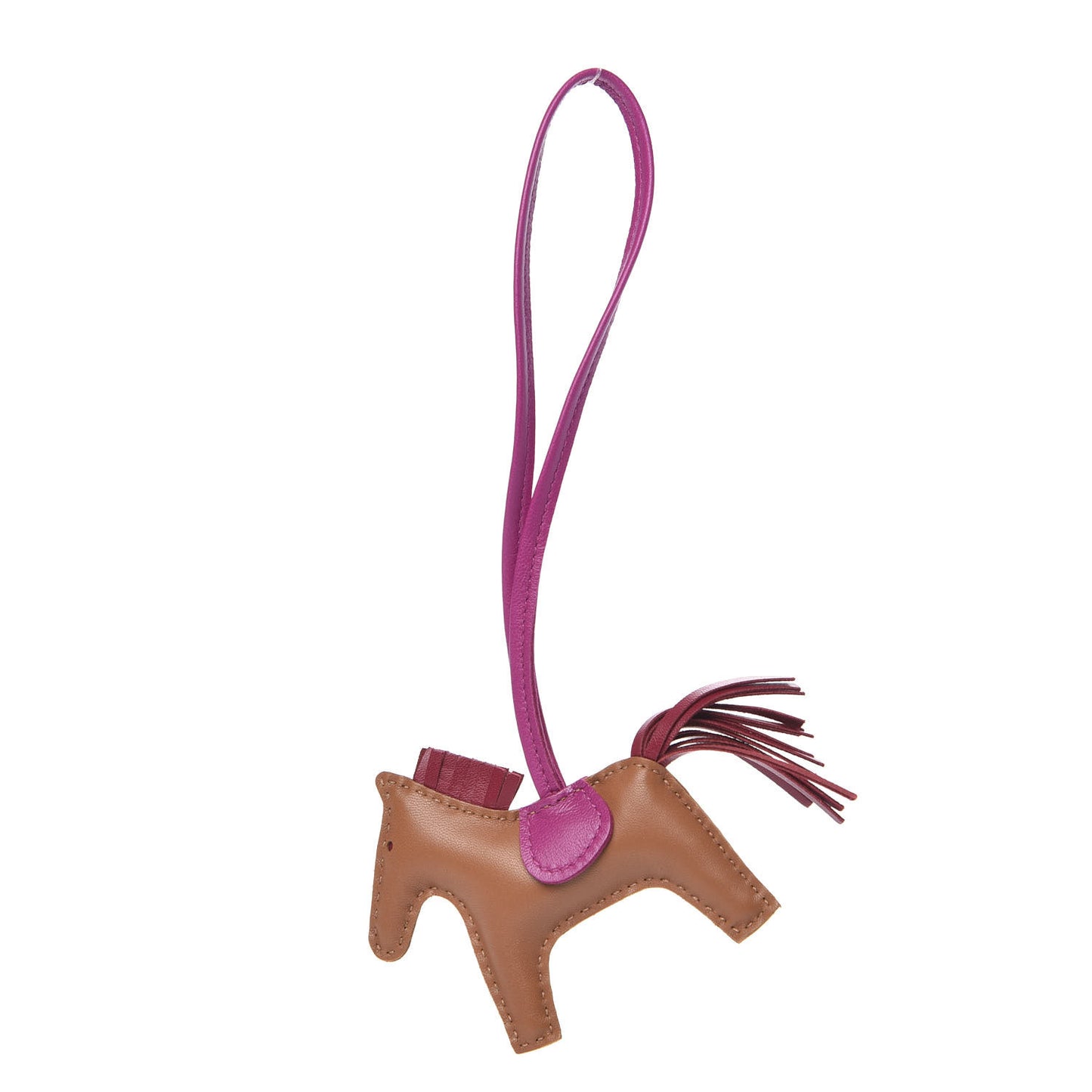 Milo Lambskin Grigri Rodeo Horse Bag Charm PM Gold Rubis Rose Poupre