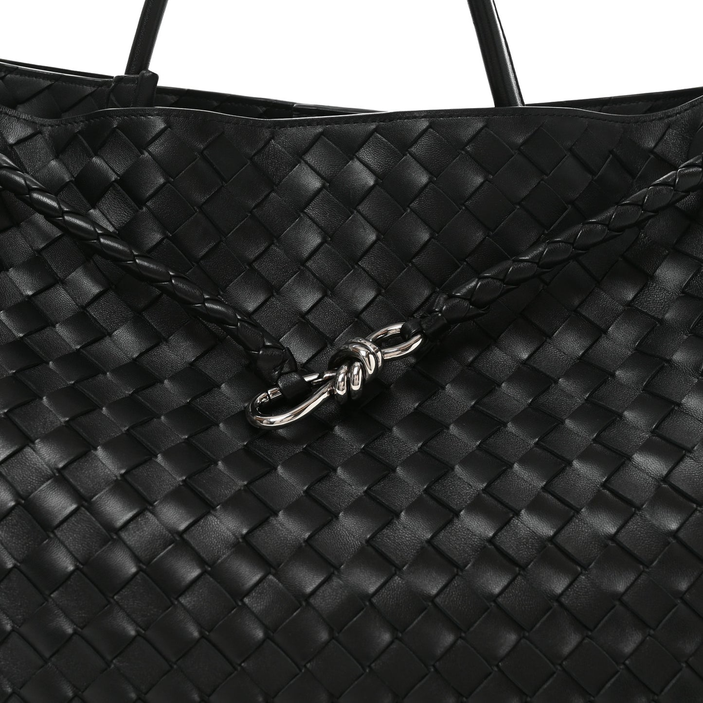 Nappa Intrecciato Large Andiamo Shoulder Bag Black