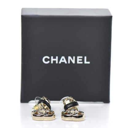 Chanel Lambskin CC Turnlock Drop Earrings Gold Black 5 of 5