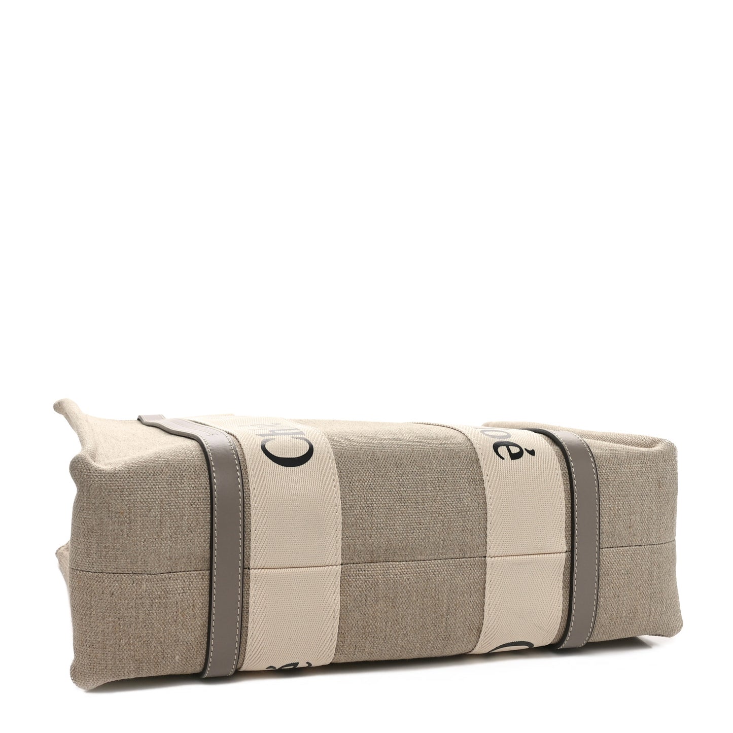 Cotton Calfskin Medium Woody Ribbon Tote Musk Grey