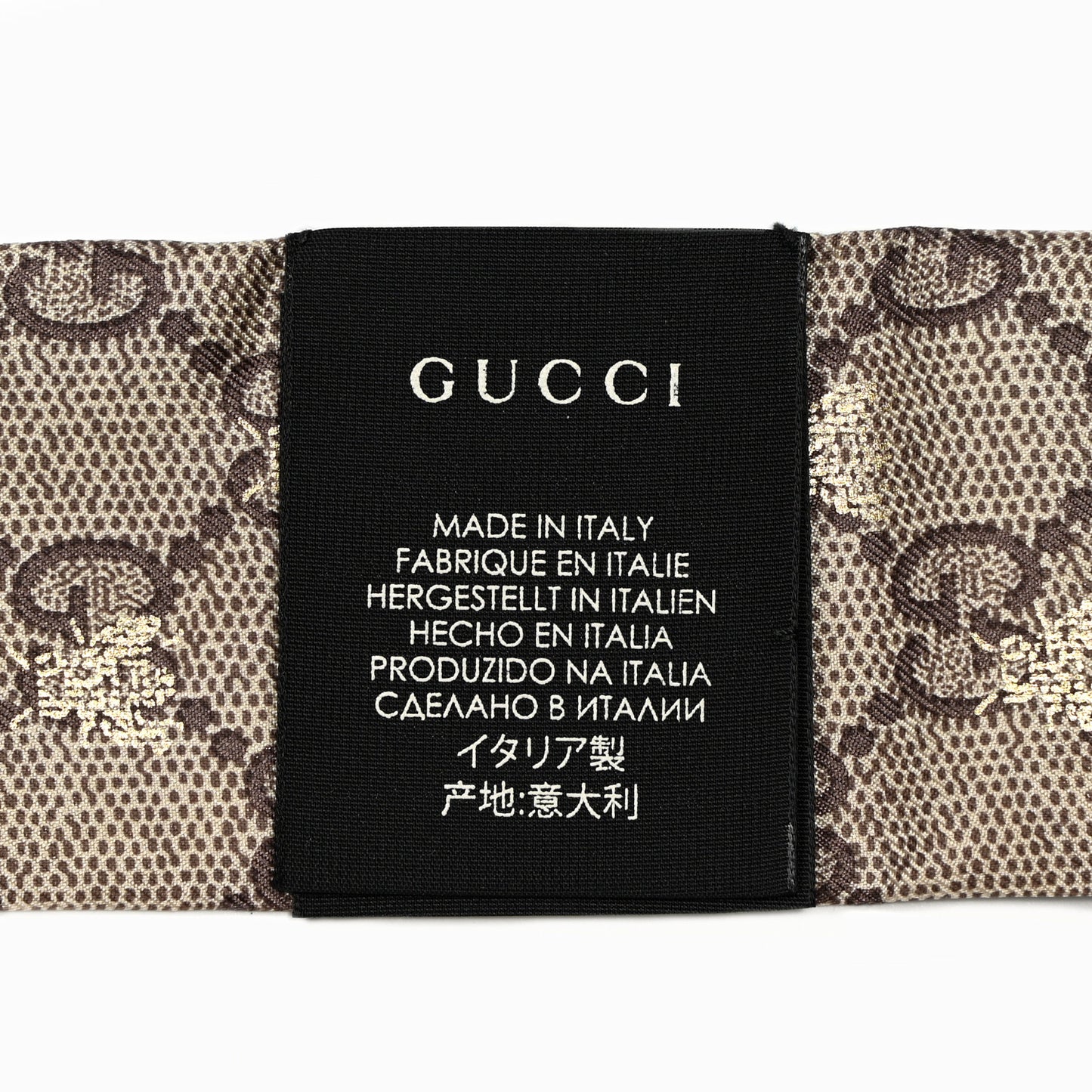 Silk Twill GG Monogram GG Bee Neck Bow Scarf Black Red