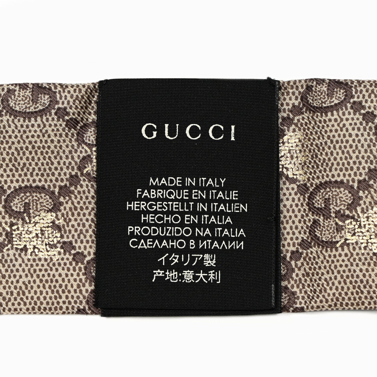 Gucci Silk Twill GG Monogram GG Bee Neck Bow Scarf Black Red 3 of 3