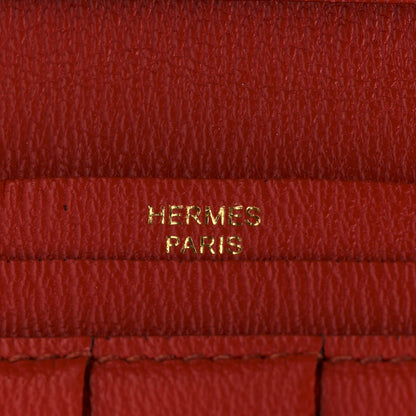 Hermes Shiny Alligator Bearn Gusset Wallet Geranium 6 of 7
