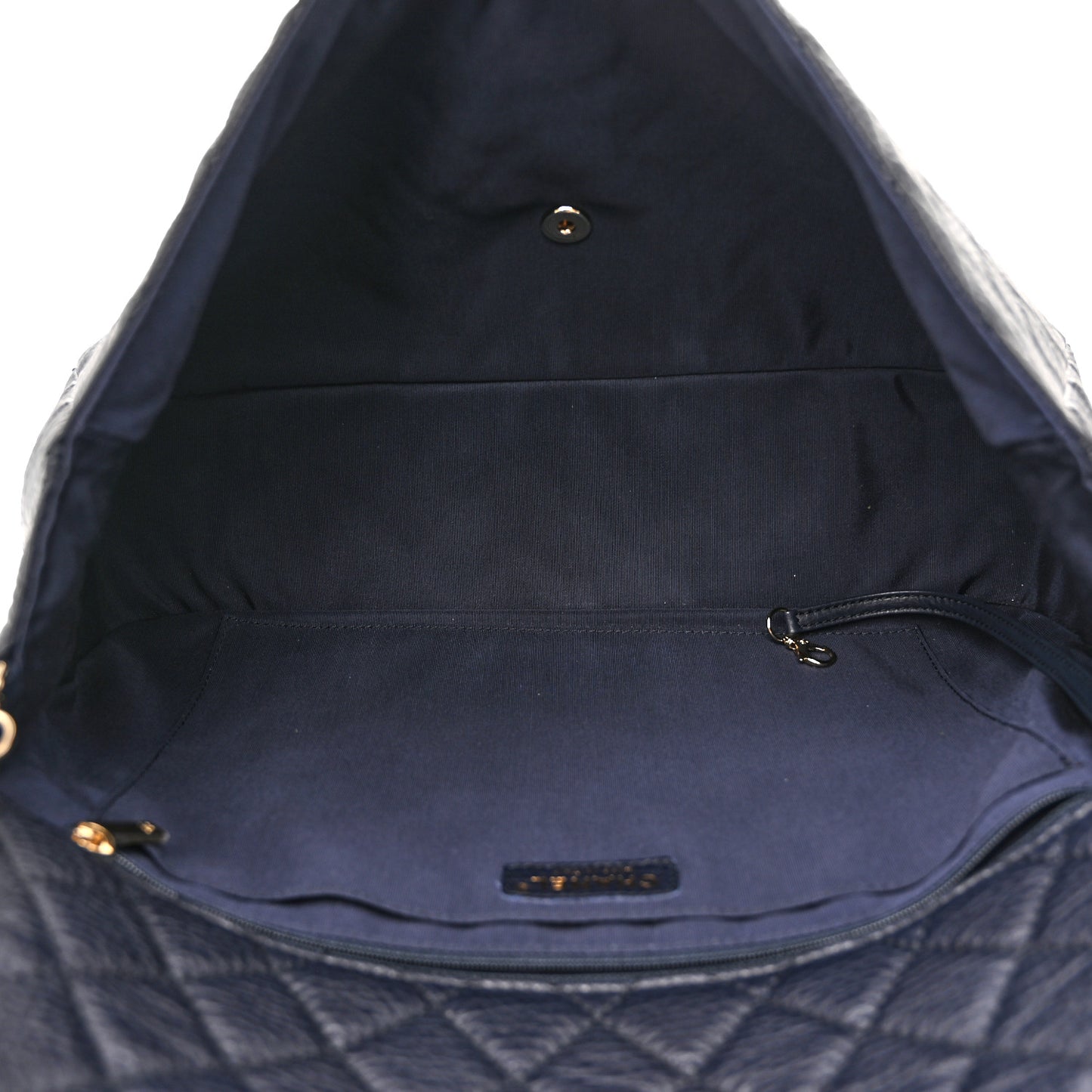 Grained Calfskin Quilted Small XXL Travel Flap Bag Navy