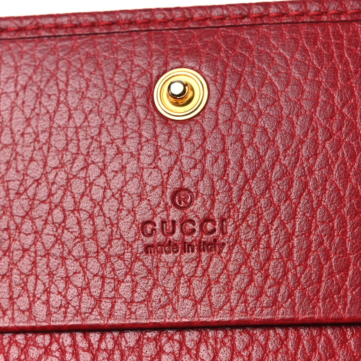 Gucci Pebbled Calfskin GG Marmont Card Case Hibiscus Red 6 of 8