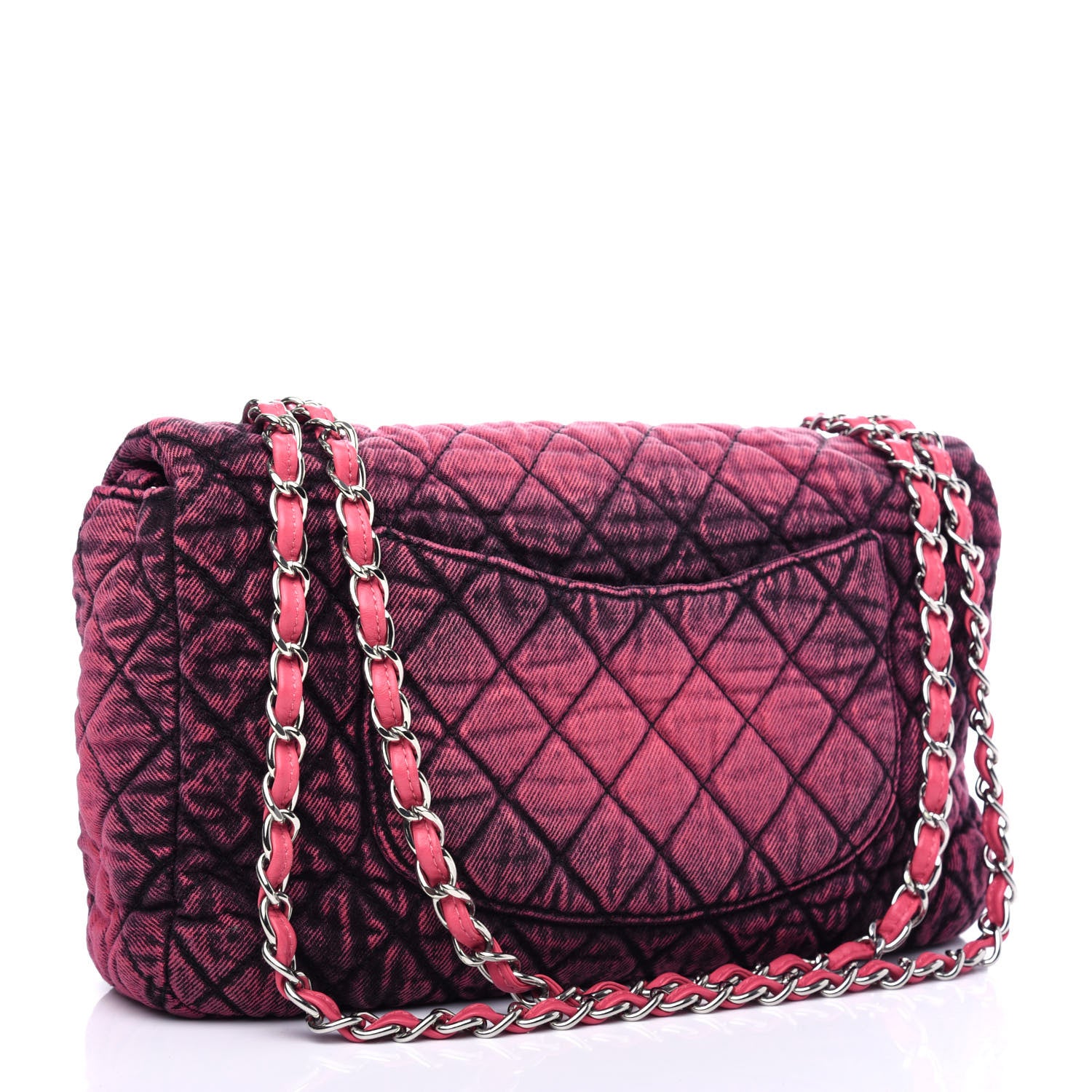 Chanel Denim Quilted Denimpression Flap Red Black 3 of 10