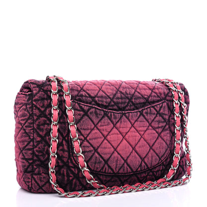 Chanel Denim Quilted Denimpression Flap Red Black 3 of 10