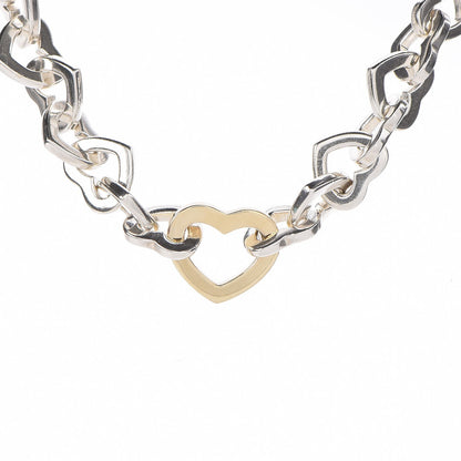 Tiffany Sterling Silver 18K Yellow Gold Heart Link Necklace 6 of 6