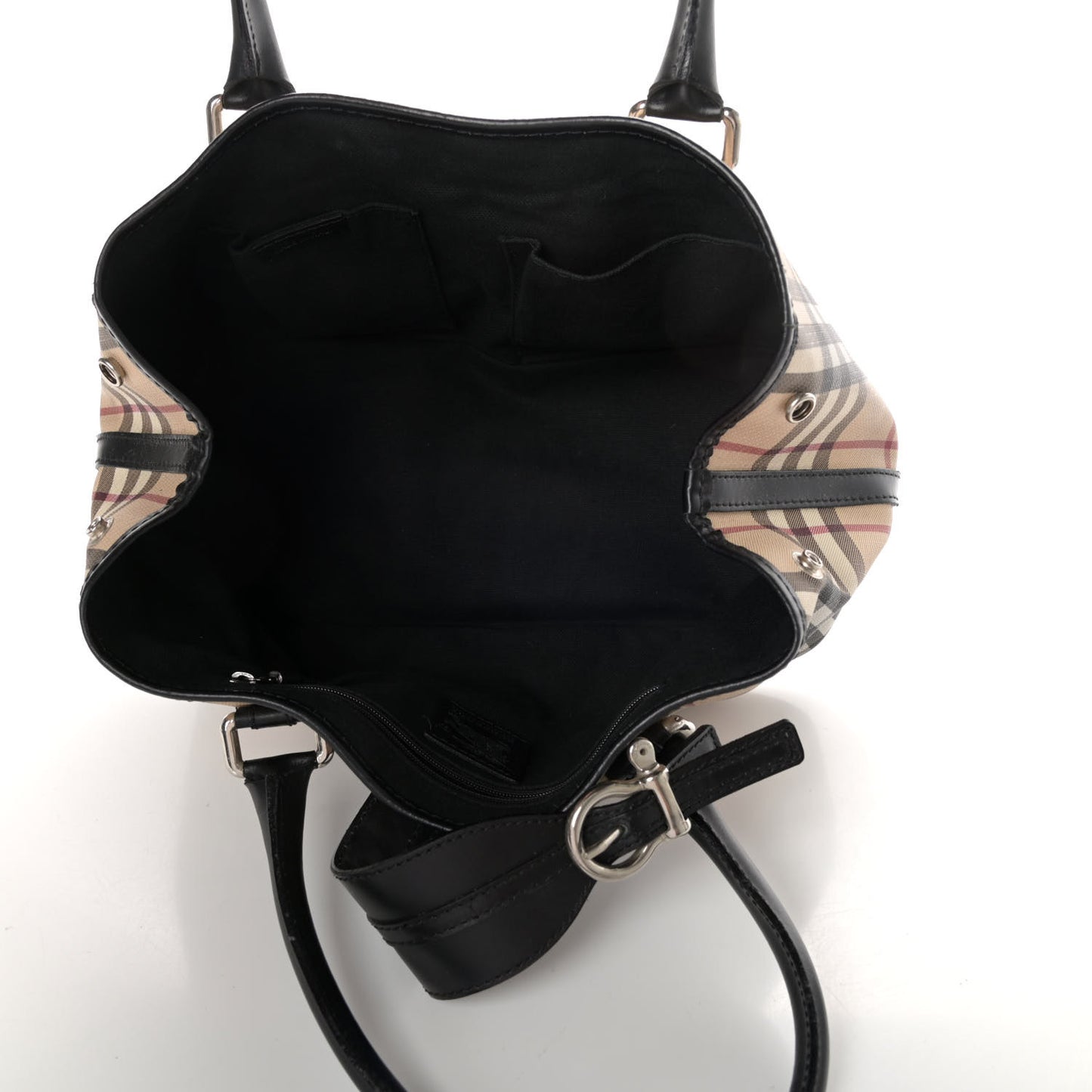 House Check Buckle Tote Black