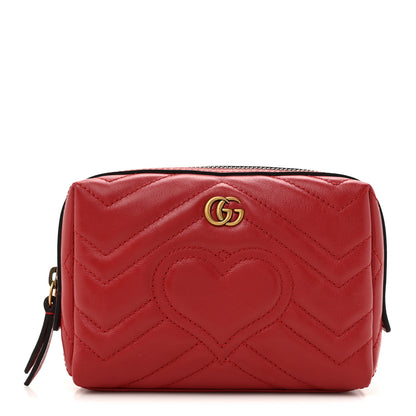 Gucci Calfskin Matelasse GG Marmont Cosmetic Case Hibiscus Red 1 of 8