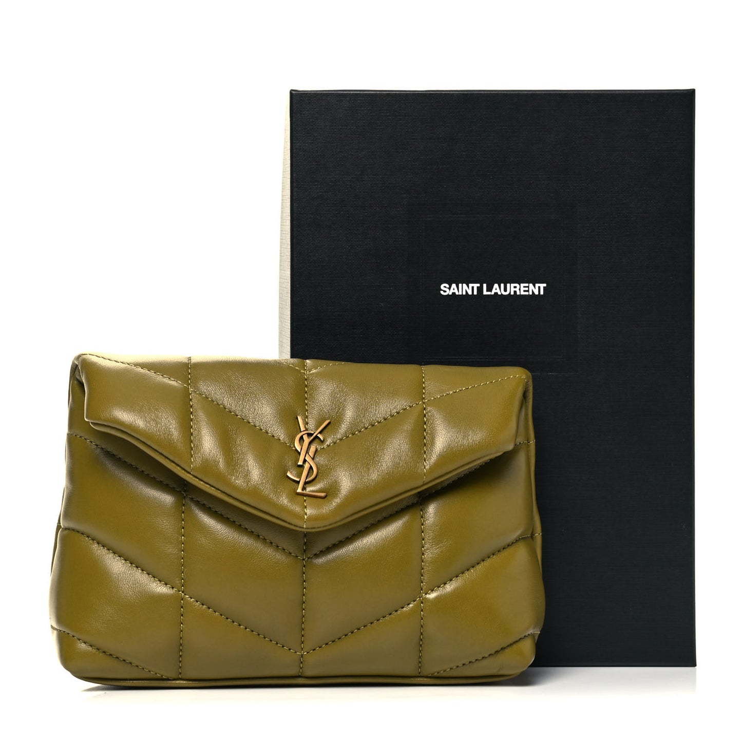 Lambskin Monogram Loulou Puffer Pouch Clutch Olive