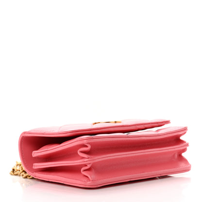 Chanel Lambskin Enamel Quilted Pending Clutch With Chain Pink 3 of 7