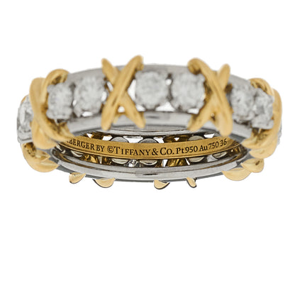 Tiffany Platinum 18K Yellow Gold Diamond Schlumberger Sixteen Stone Ring 52 6 5 of 6