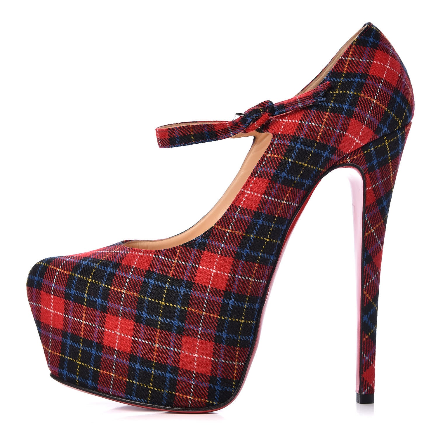 Christian Louboutin Fabric Tartan Print Lady Daf 160 Pumps 39 1 of 12