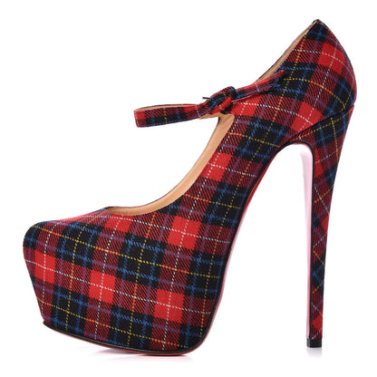 Christian Louboutin Fabric Tartan Print Lady Daf 160 Pumps 39 1 of 12