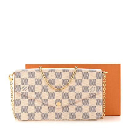 Louis Vuitton Damier Azur Pochette Felicie Chain Wallet Rose Ballerine 10 of 10