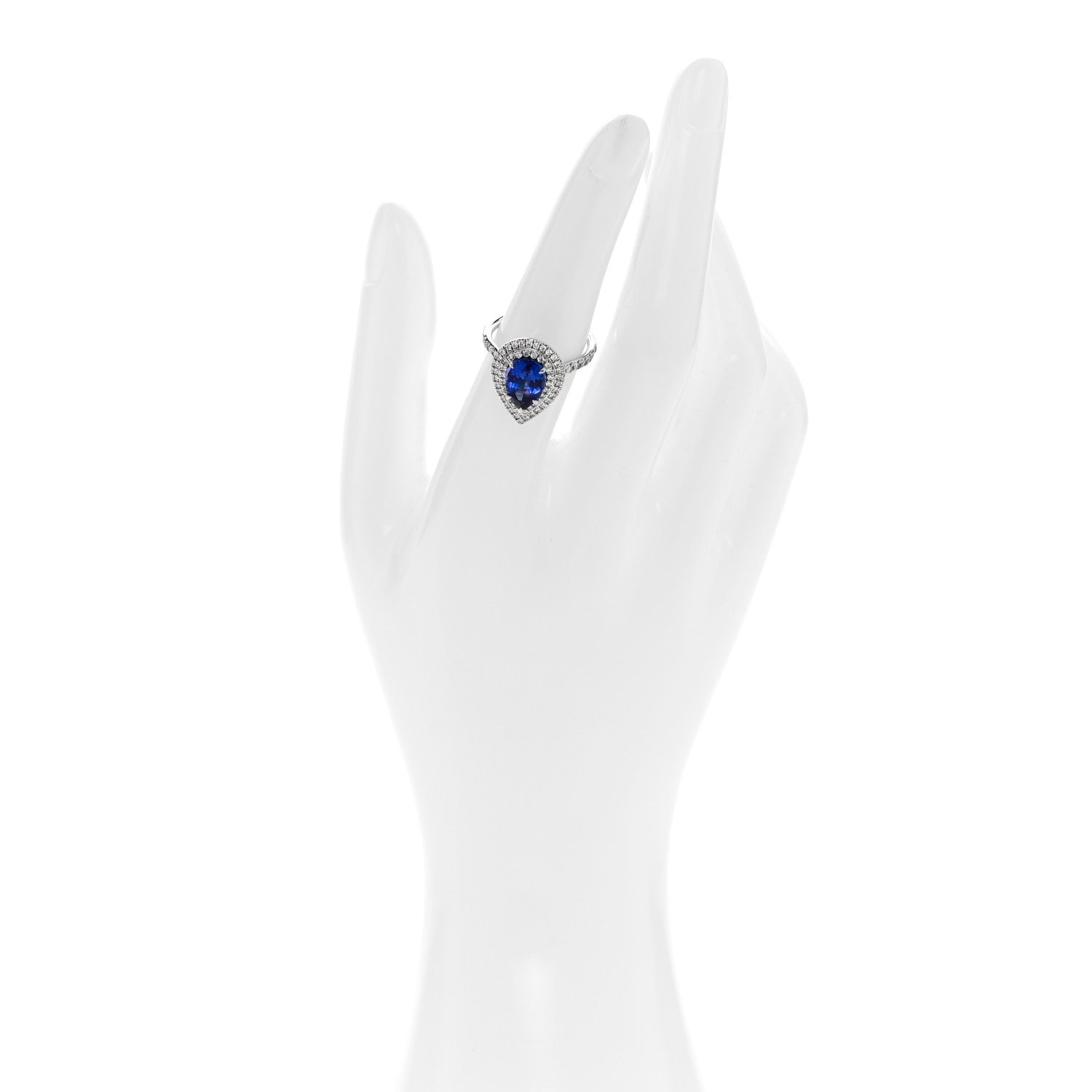 Tiffany Platinum Diamond Tanzanite Soleste Pear Cut Ring 56 7.75 2 of 5