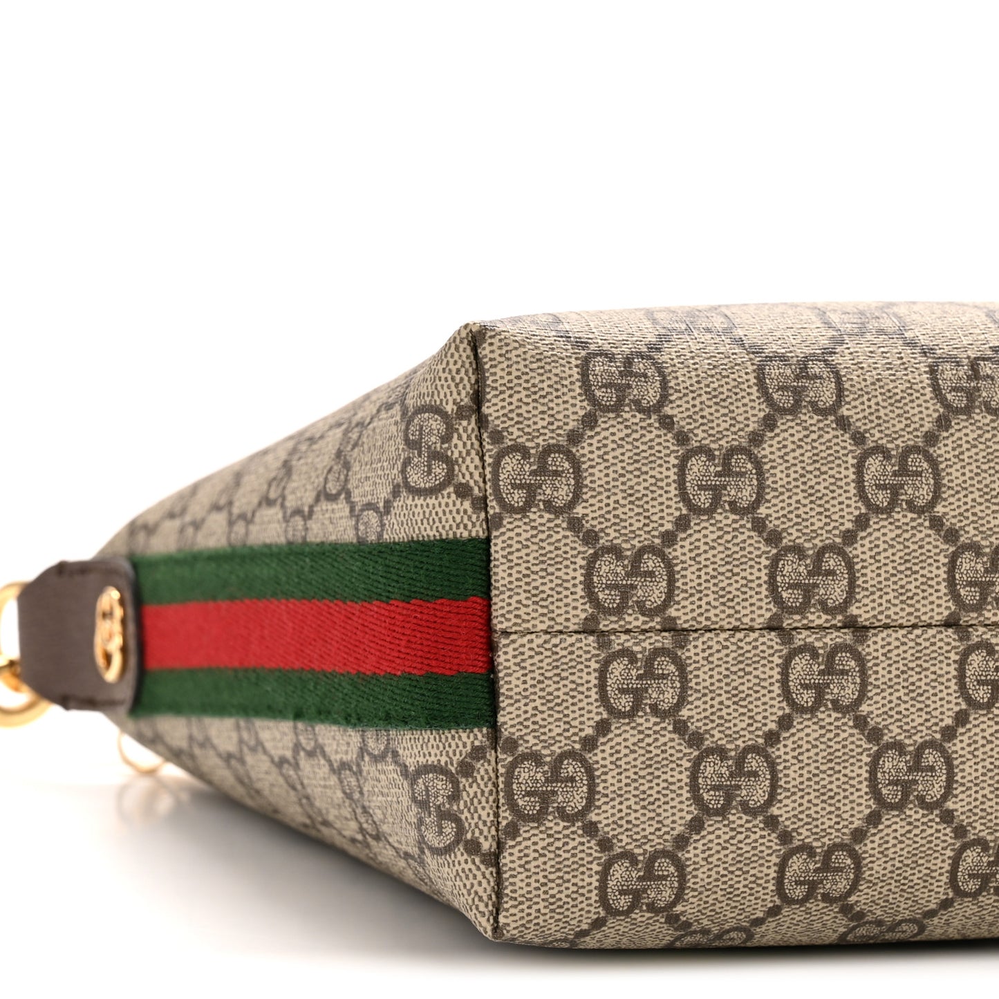 GG Supreme Monogram Textured Calfskin Web Super Mini Ophidia Shoulder Bag Beige Ebony New Acero
