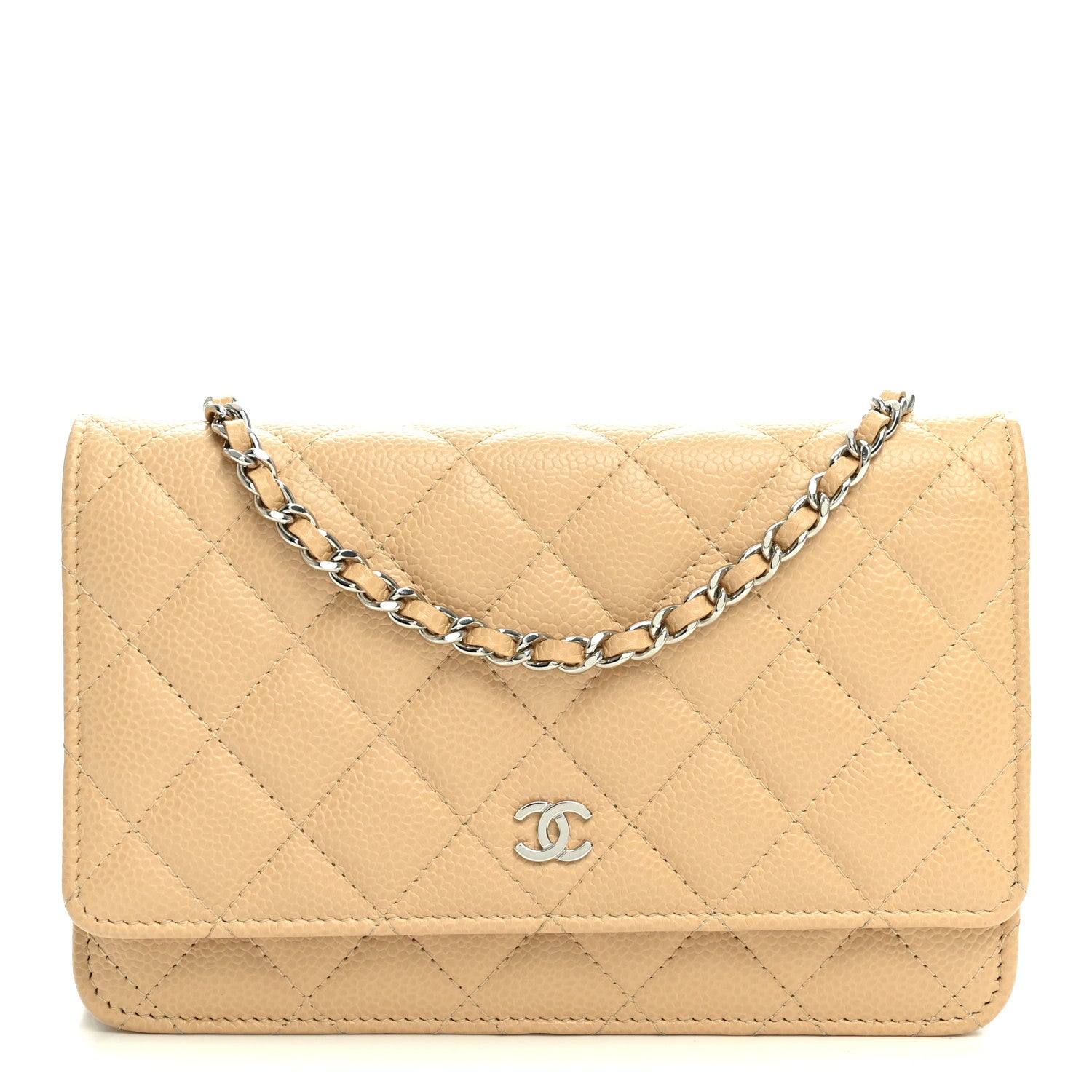 Chanel Caviar Quilted Wallet on Chain WOC Beige 1 of 12