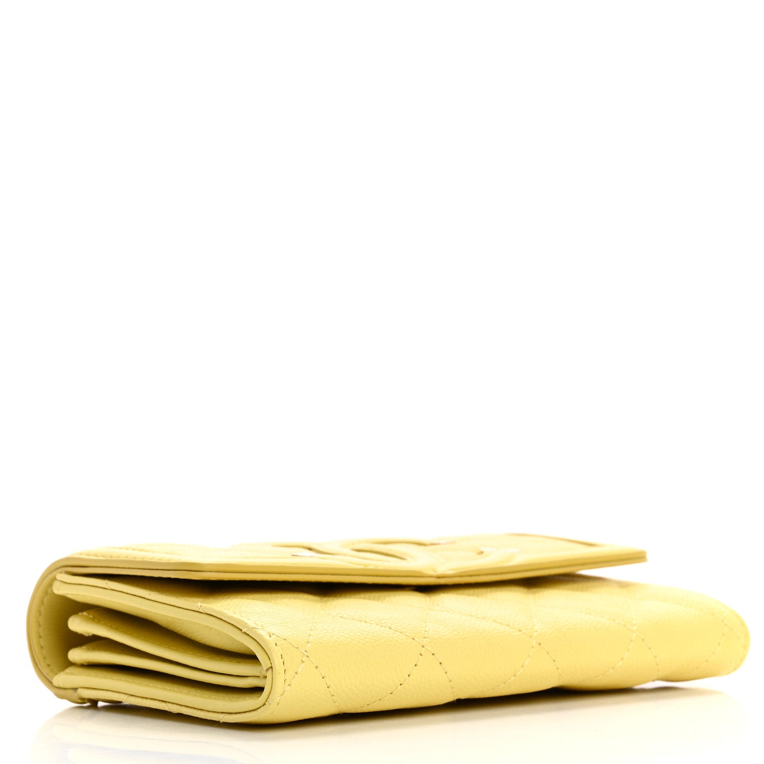 Chanel Caviar Quilted Medium Filigree Flap Wallet Yellow 4 of 13