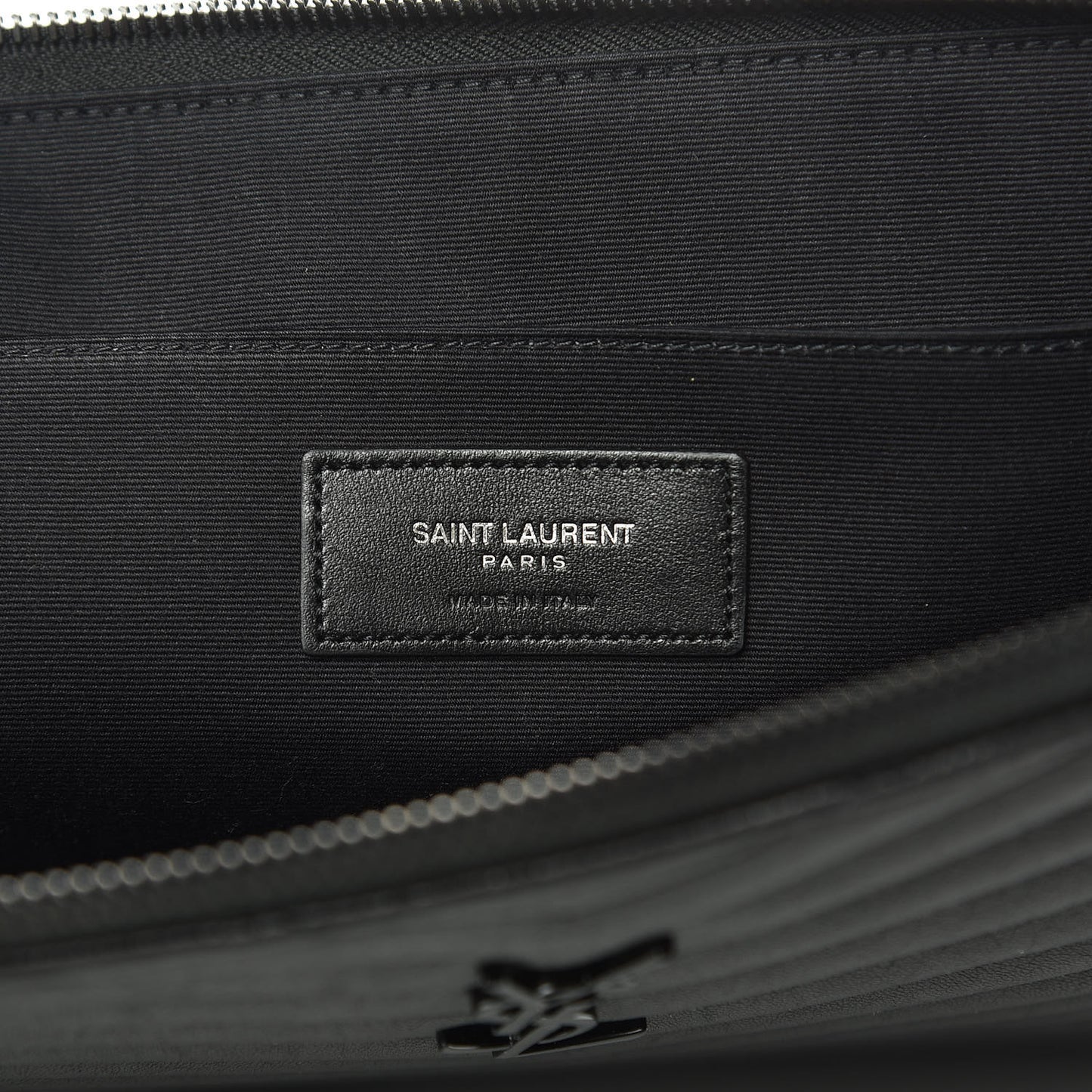 Lambskin Mixed Matelasse Classic Monogram Zipped Document Holder Black