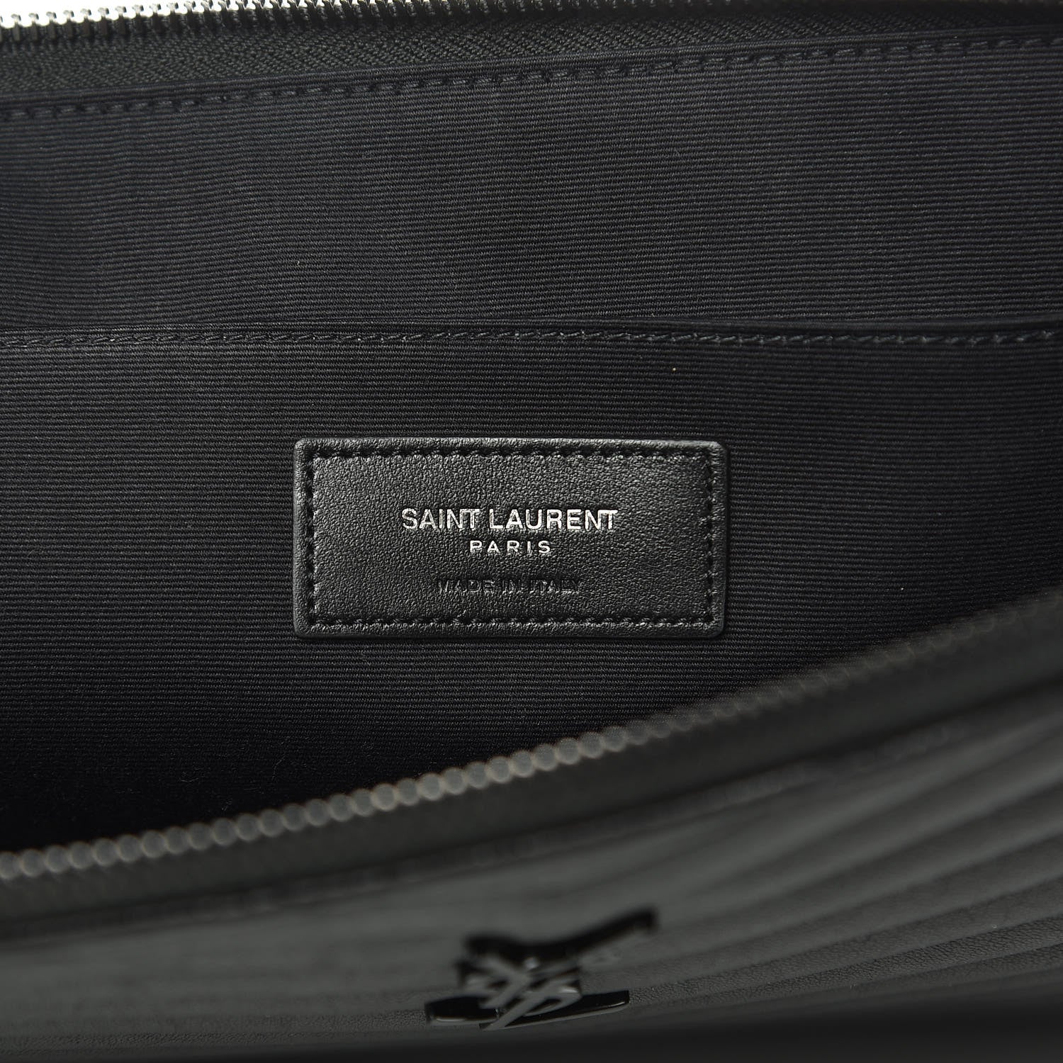Saint Laurent Lambskin Mixed Matelasse Classic Monogram Zipped Document Holder Black 6 of 7