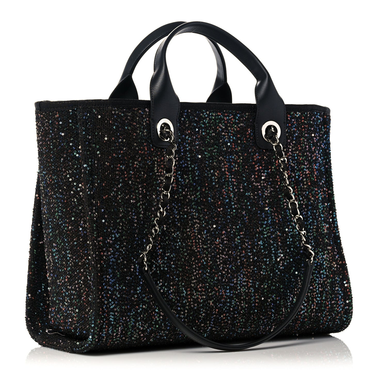 Calfskin Sequin Small Deauville Tote Black