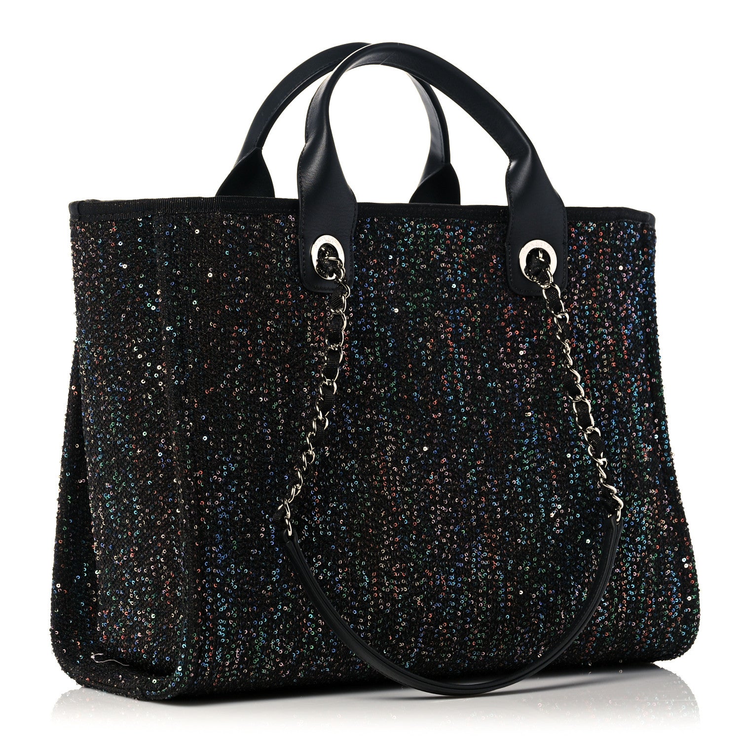 Chanel Calfskin Sequin Small Deauville Tote Black 2 of 9