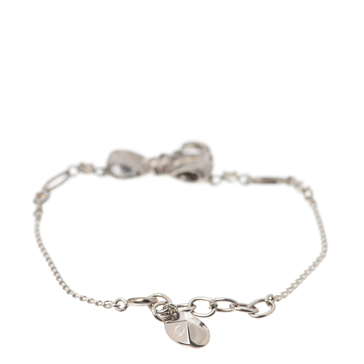 Christian Dior Crystal Bow CD Bracelet Silver 3 of 4