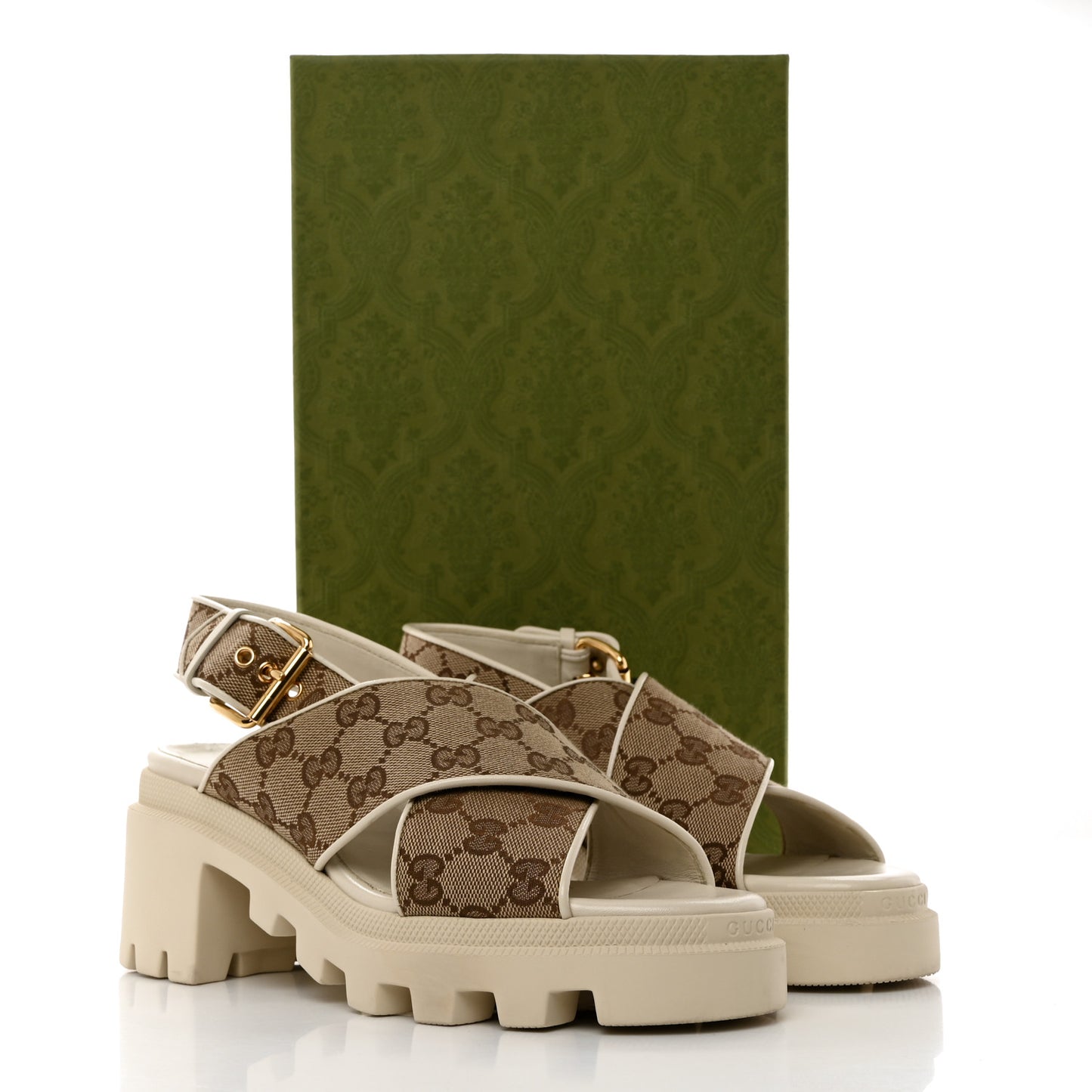Monogram Granada Kid Trip 40/72mm Lug Sole Sandals 38.5 Beige Ebony Mystic White