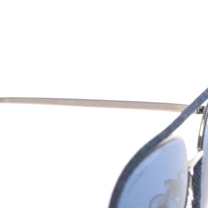 Chanel Metal Denim Pilot Sunglasses 4249-J Gold Dark Blue 5 of 7