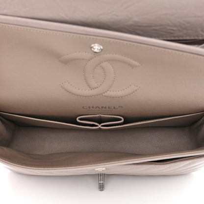 Chanel Iridescent Calfskin Chevron Quilted Medium Double Flap Grey 6 of 11