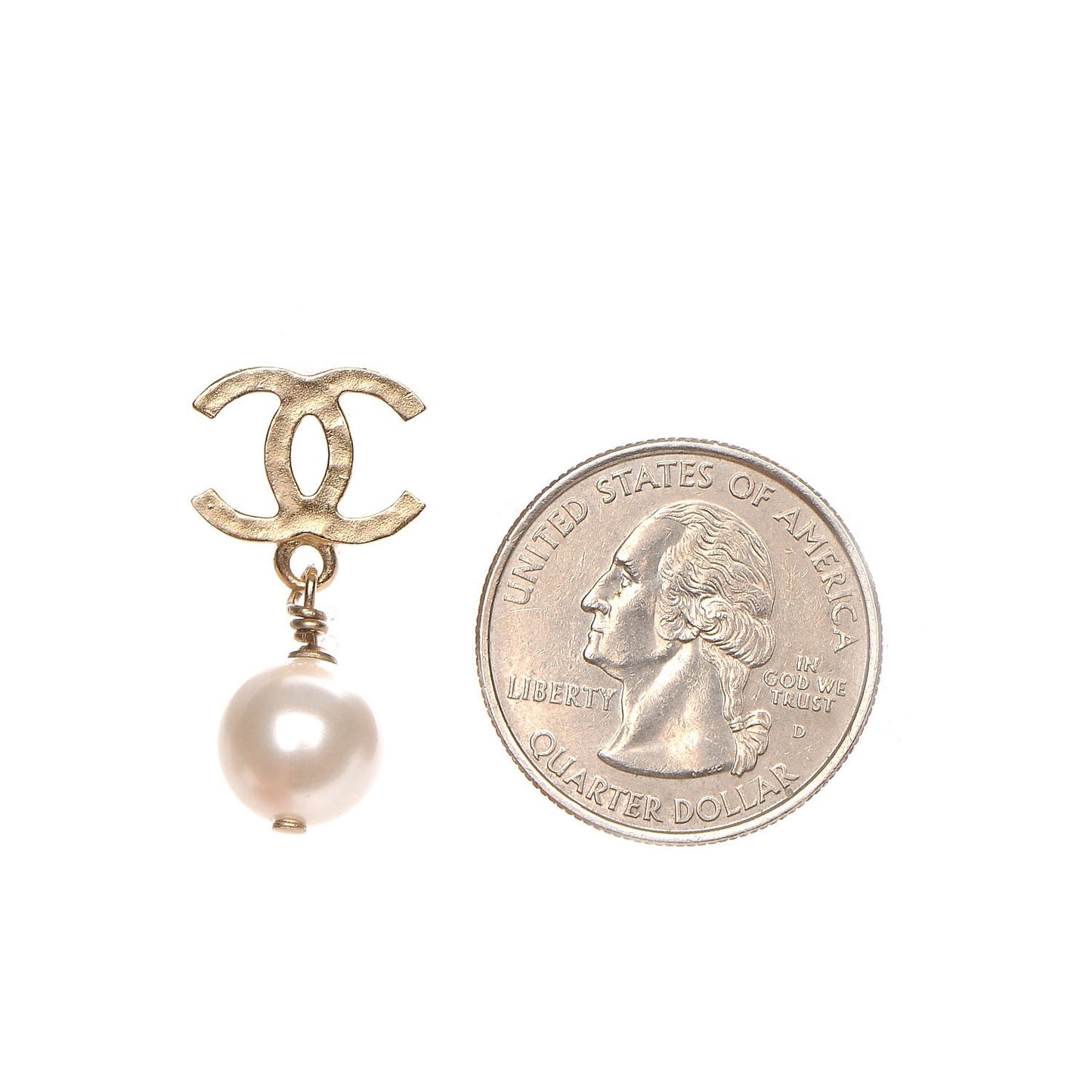 Pearl CC Drop Earrings Gold