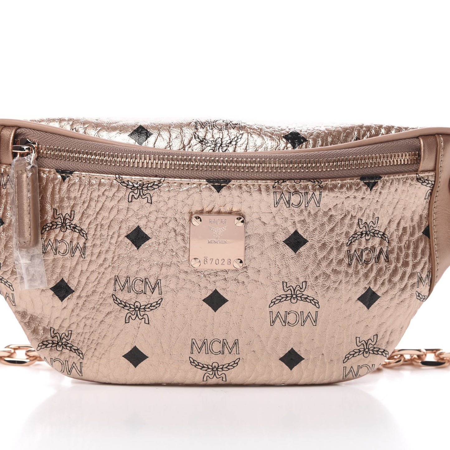 Metallic Visetos Mini Stark Crossbody Chain Belt Bag Champagne Gold