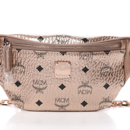 MCM Metallic Visetos Mini Stark Crossbody Chain Belt Bag Champagne Gold 7 of 9