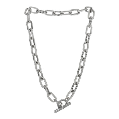 David Yurman Sterling Silver Diamond 11mm Madison Toggle Chain Necklace 3 of 5
