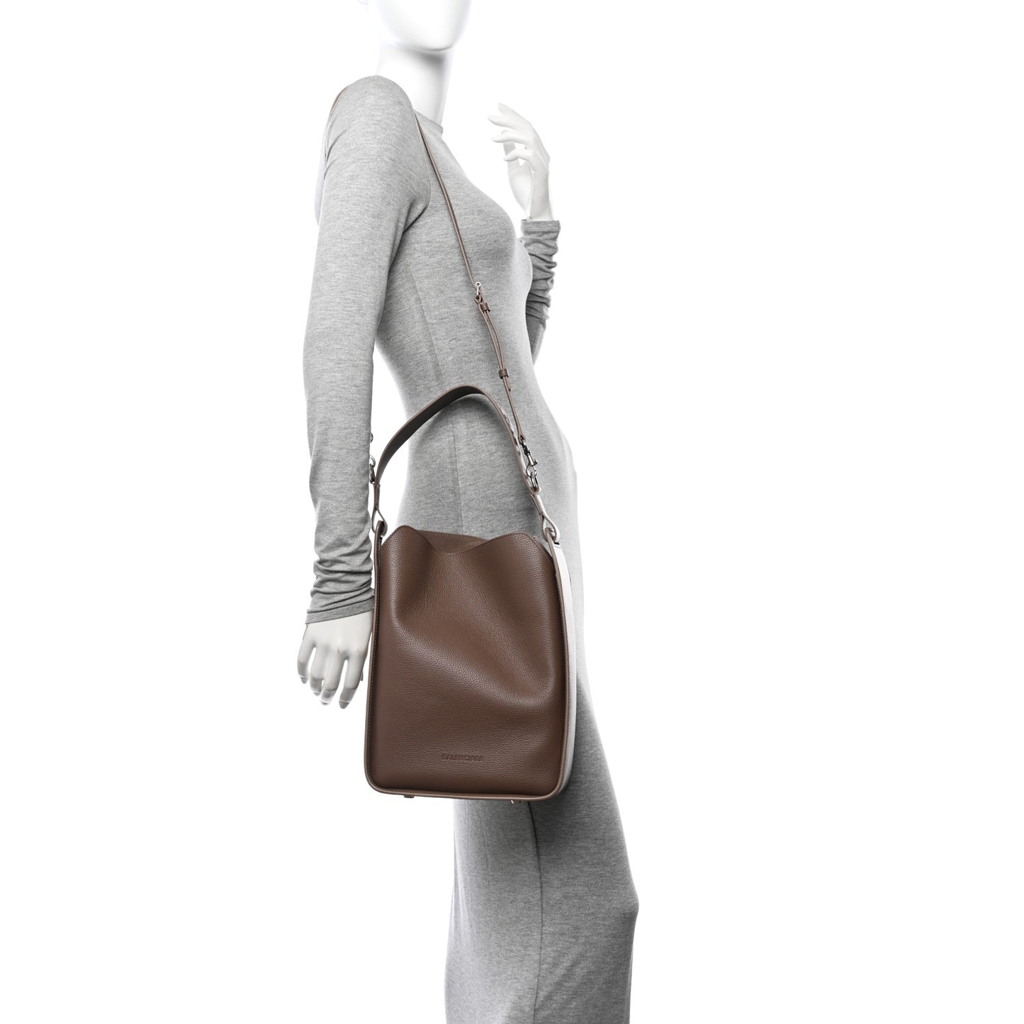 Calfskin Logo Embossed Small Tool 2.0 North-South Tote Mink Grey