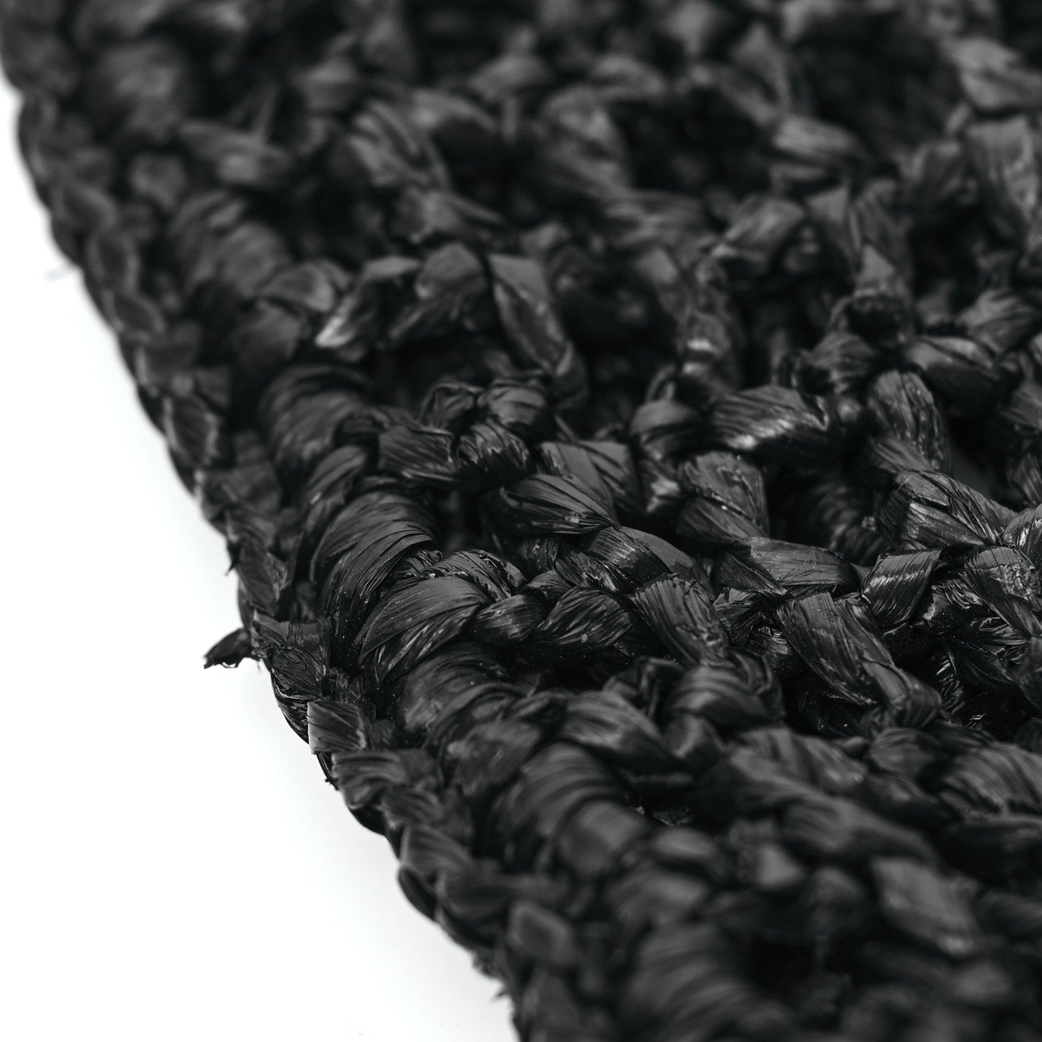 Prada Yarn Raffia Effect Crochet Logo Embroidered Tote Bag Black 10 of 12