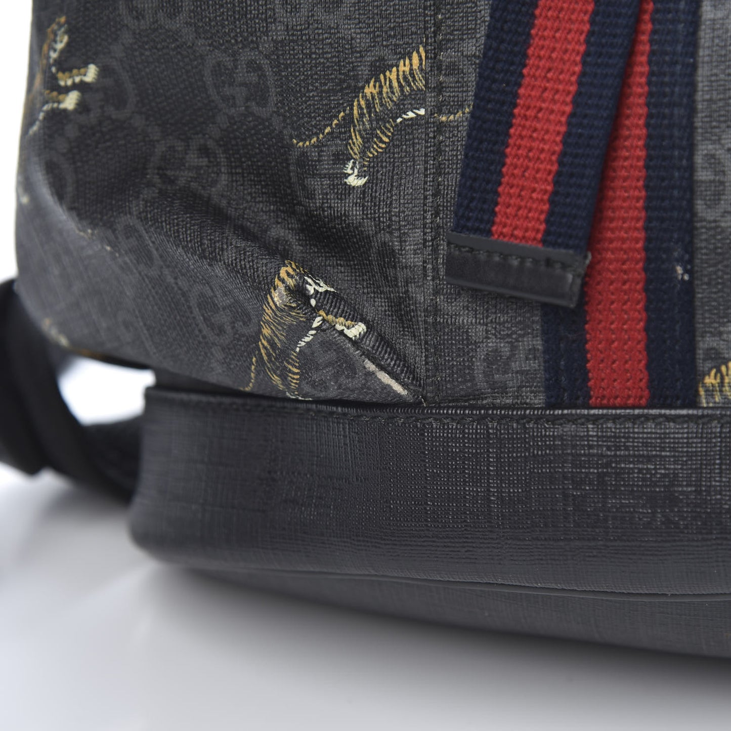 GG Supreme Monogram Tigers Double Buckle Backpack Black Multicolor
