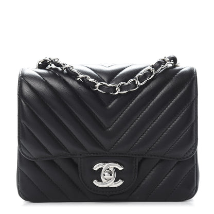 Chanel Lambskin Chevron Quilted Mini Square Flap Black 1 of 11