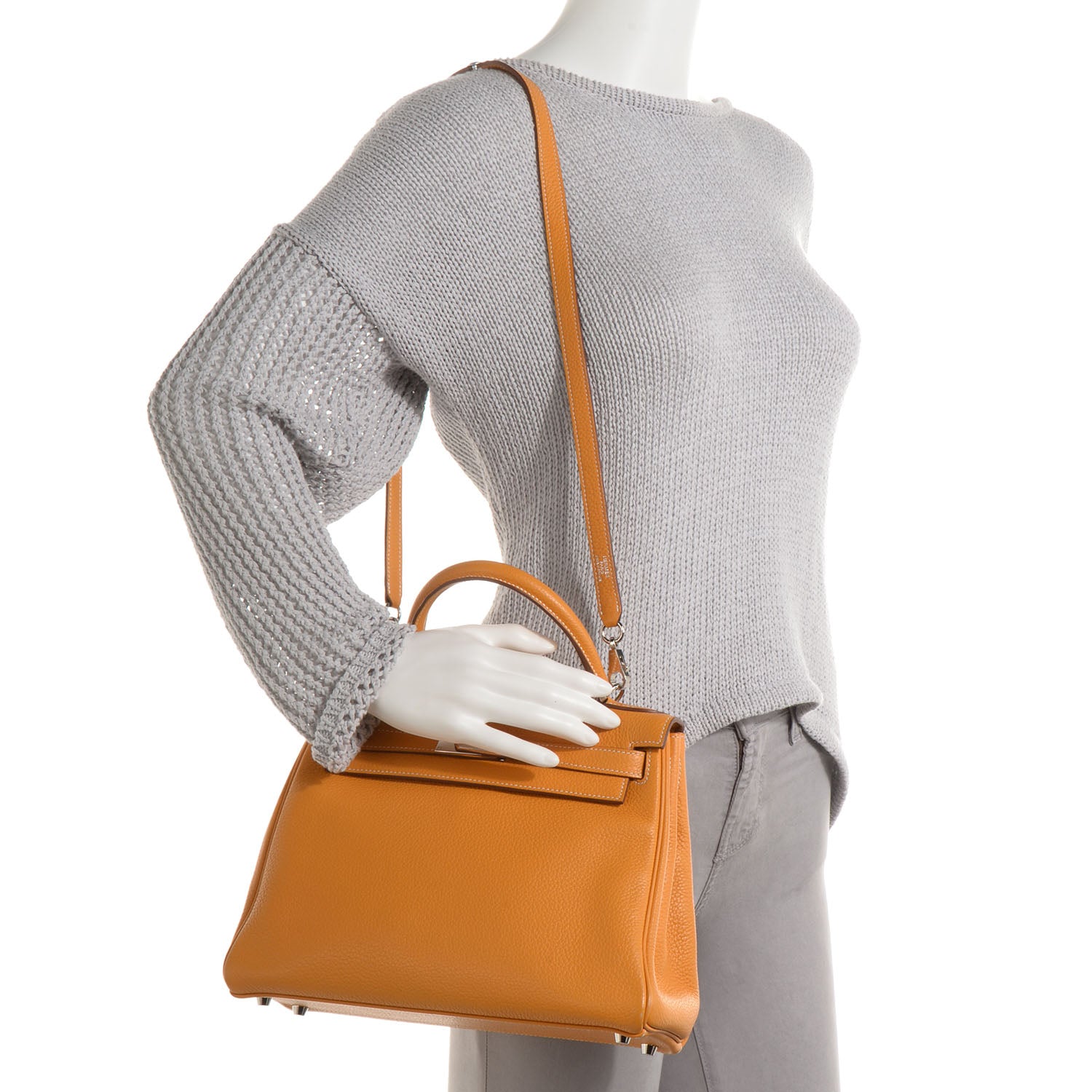 Hermes Taurillon Clemence Kelly Retourne 28 Moutarde 2 of 8