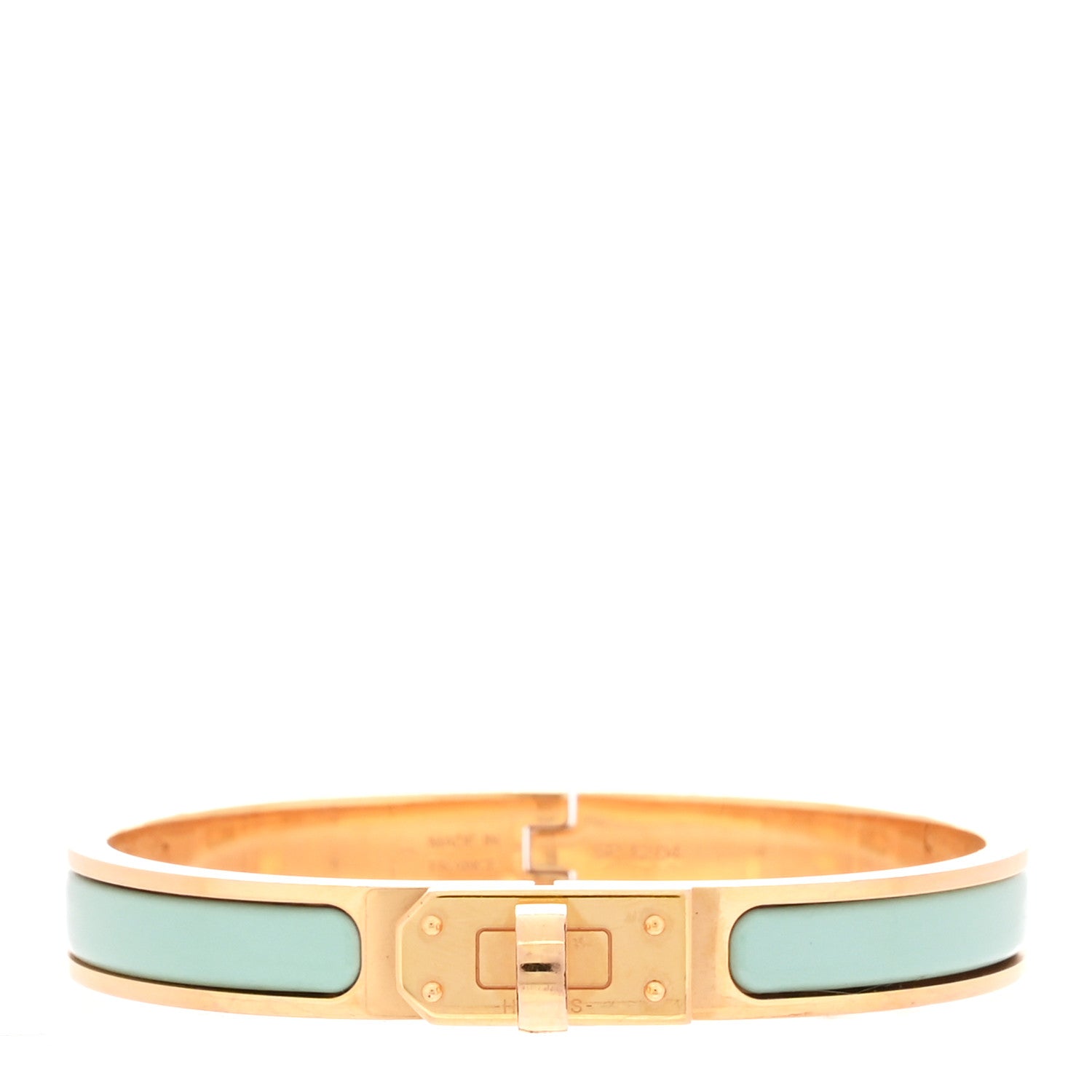 Hermes Enamel Mini Clic Kelly Bracelet PM Aqua 1 of 4