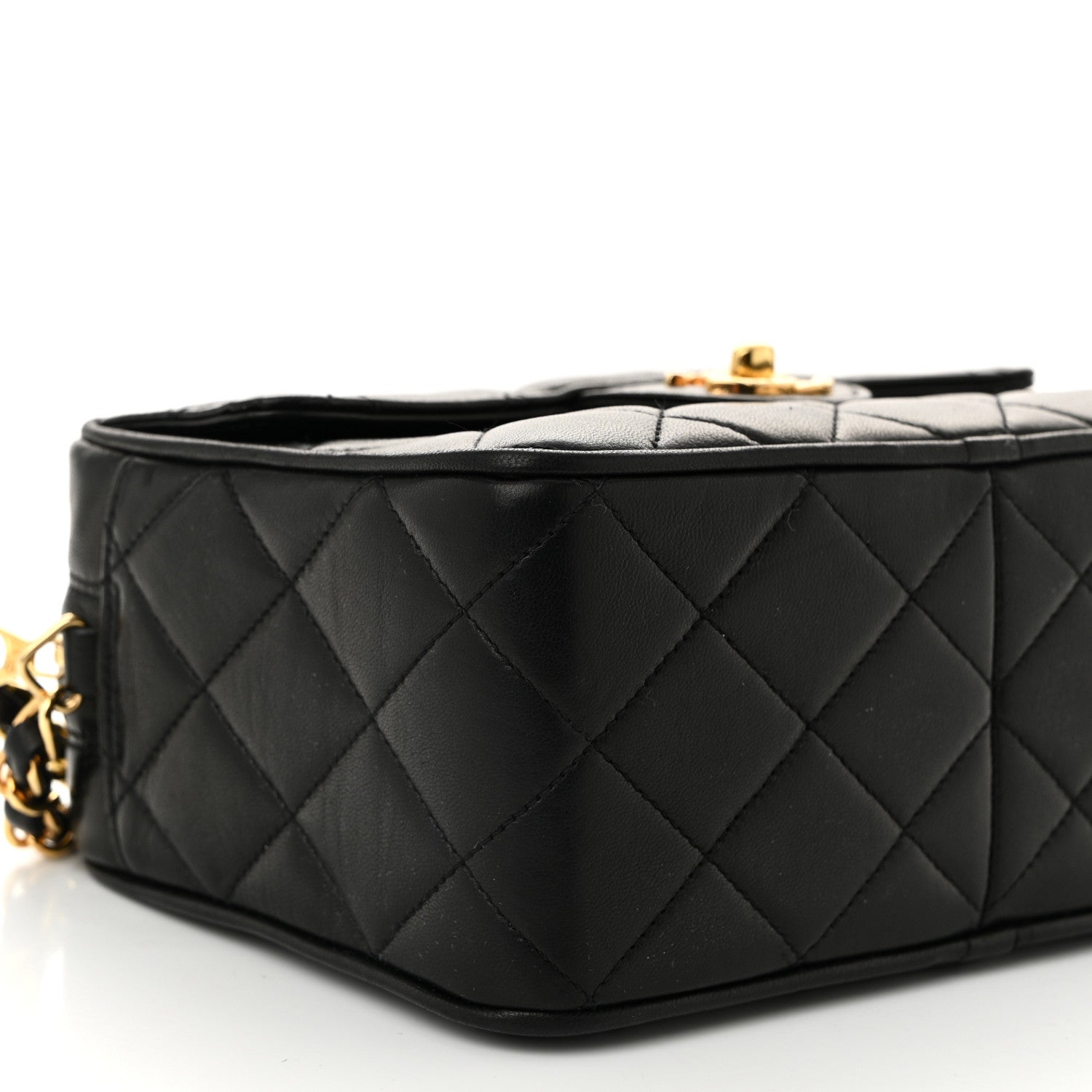 Chanel Lambskin Quilted Flap Camera Tassel Case Black 10 of 12