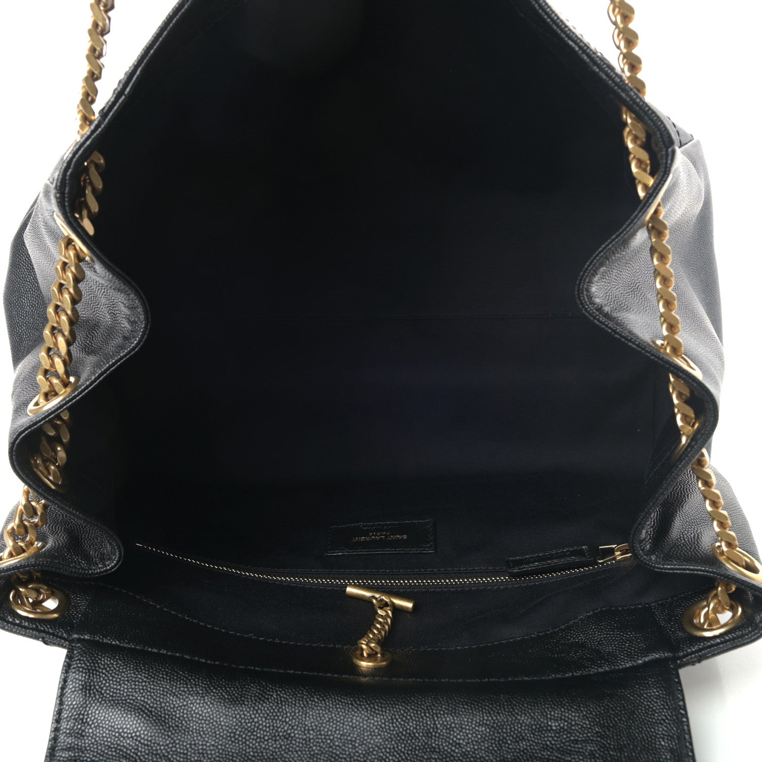 Saint Laurent Grain De Poudre Chevron Monogram Medium Nolita Black 5 of 10