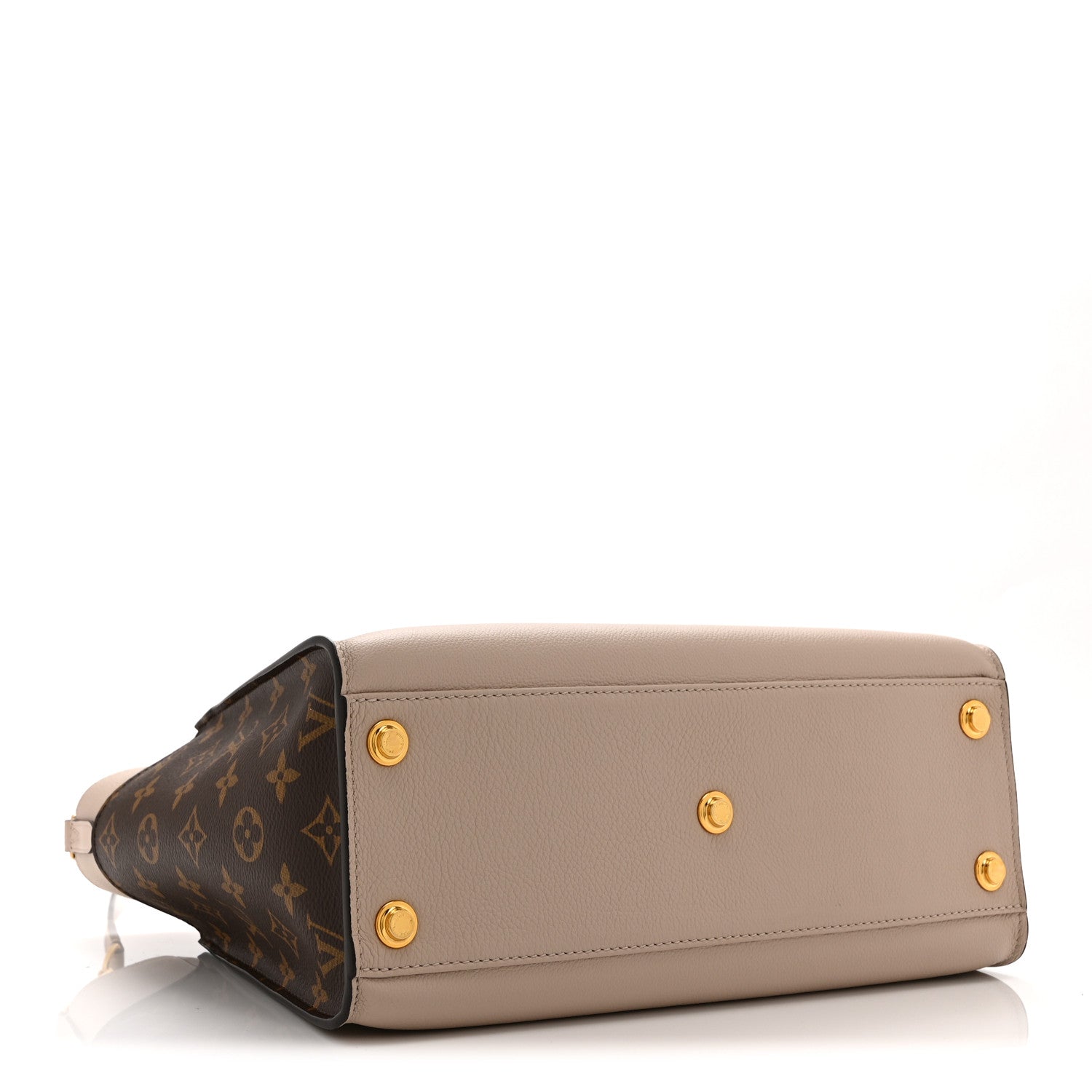 Louis Vuitton Calfskin Monogram On My Side MM Greige 4 of 9