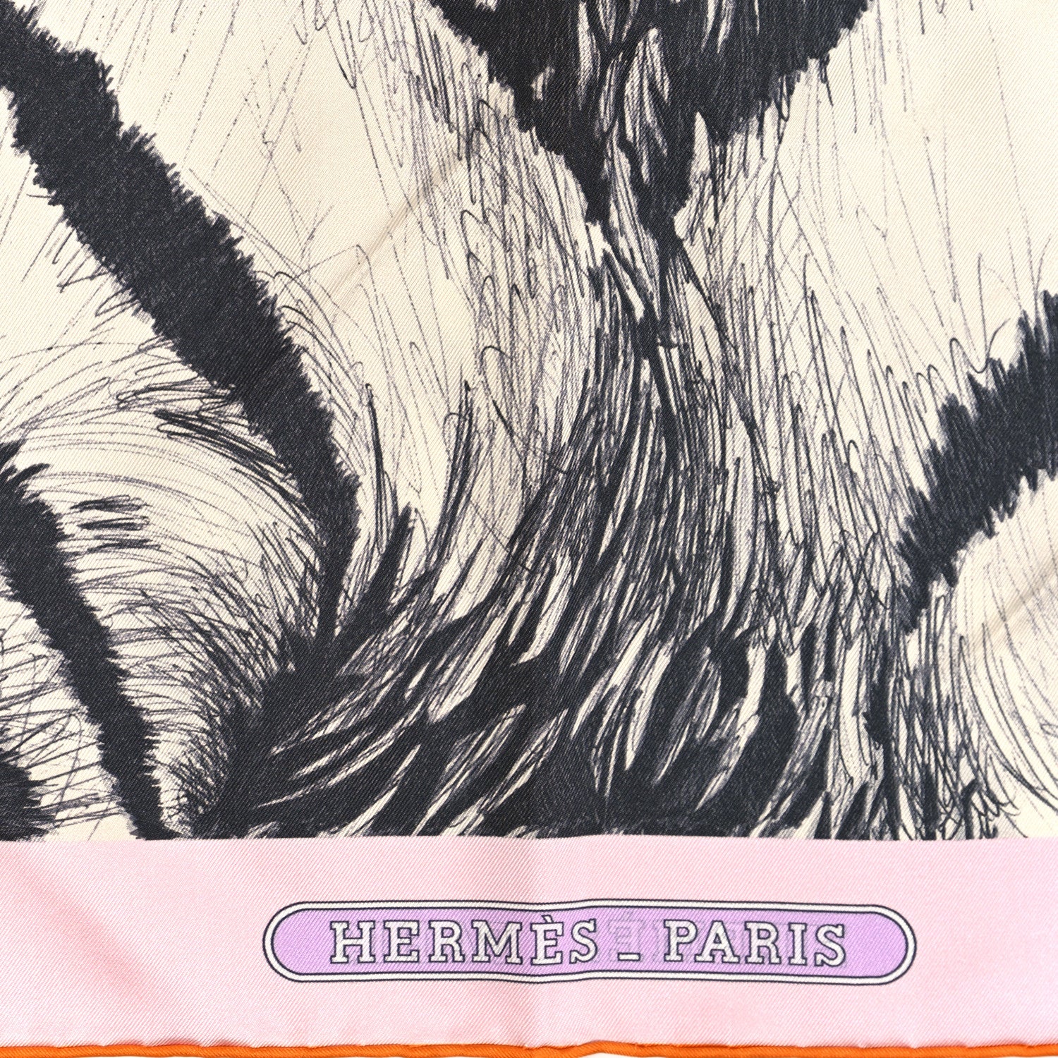 Hermes Silk Tiger Royal Double Face Scarf 90 Orange Rose Anthracite 4 of 4